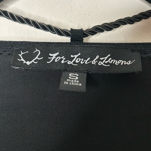 For Love and Lemons Kate Bodysuit Black Tassels Bell Sleeves Plunging V-neck S - Picture 10 of 16